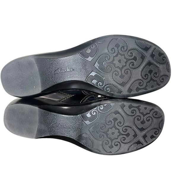 CLARKS Brown Leather Open Toe Slide Slip On Sandals Contrast Stitching Women’s 8 - Picture 7 of 9